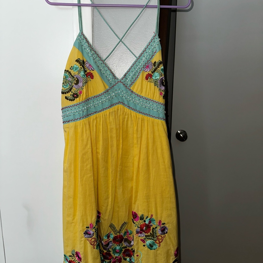 Boston Proper Yellow and Teal Dress